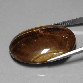 80.28克拉天然棕色Tiger's Eye，椭圆形切割，40×29.9毫米，不透明