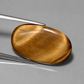 10.07克拉天然棕色Tiger's Eye，椭圆形切割，24.4×14.6毫米，不透明