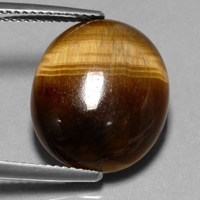 11.35克拉天然棕色Tiger's Eye，椭圆形切割，17.2×14.5毫米，不透明