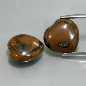 天然多色Tiger's Eye，心形，13.9×13.5毫米，不透明