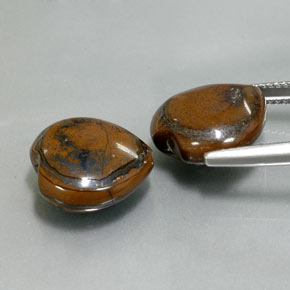 天然多色Tiger's Eye，心形，13.9×13.5毫米，不透明