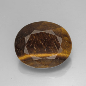 25.78克拉天然棕色Tiger's Eye，椭圆形切割，21.4×17.5毫米，不透明