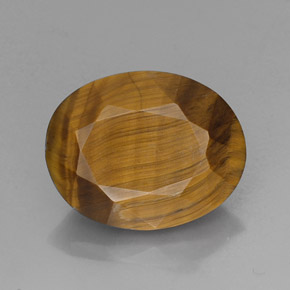 14.10克拉天然棕色Tiger's Eye，椭圆形切割，18.6×14.7毫米，不透明