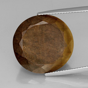 20.85克拉天然棕色Tiger's Eye，椭圆形切割，19.3×18.5毫米，不透明