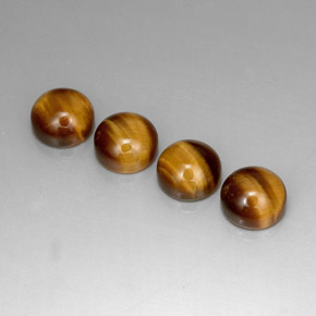 天然棕色Tiger's Eye，圆形切割，8.02毫米，不透明
