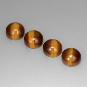 天然棕色Tiger's Eye，圆形切割，8.02毫米，不透明