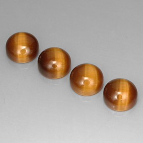 天然棕色Tiger's Eye，圆形切割，8.05毫米，不透明
