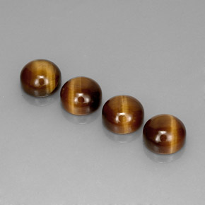 天然棕色Tiger's Eye，圆形切割，7.98毫米，不透明