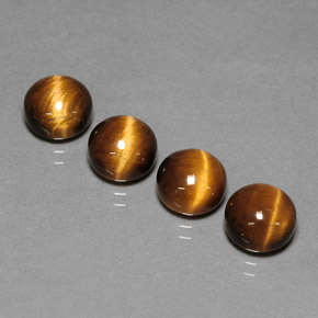 天然棕色Tiger's Eye，圆形切割，8.01毫米，不透明