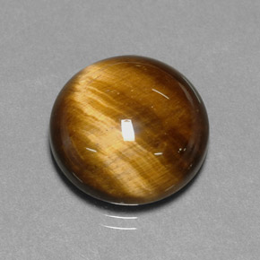 11.12克拉天然棕色Tiger's Eye，圆形切割，14.88毫米，不透明