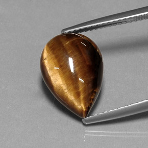 5.33克拉天然棕色Tiger's Eye，梨形，14.2×10.2毫米，不透明