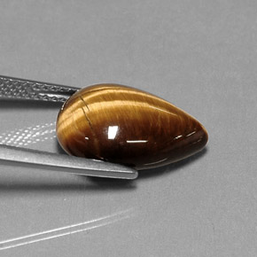 5.33克拉天然棕色Tiger's Eye，梨形，14.2×10.2毫米，不透明
