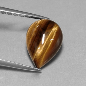 5.17克拉天然棕色Tiger's Eye，梨形，14.2×10.2毫米，不透明