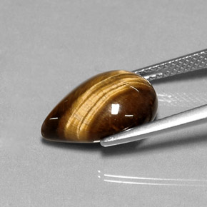 5.17克拉天然棕色Tiger's Eye，梨形，14.2×10.2毫米，不透明