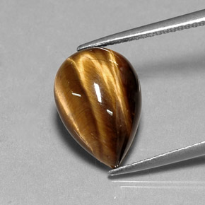 5.36克拉天然棕色Tiger's Eye，梨形，14.3×10.1毫米，不透明