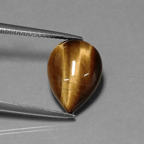 5.16克拉天然棕色Tiger's Eye，梨形，13.9×10.1毫米，不透明