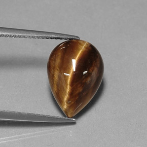 5.18克拉天然棕色Tiger's Eye，梨形，14.1×10.1毫米，不透明