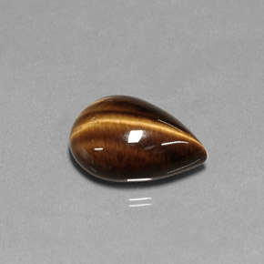 5.27克拉天然棕色Tiger's Eye，梨形，14.1×10.1毫米，不透明