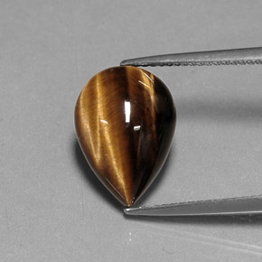 5.27克拉天然棕色Tiger's Eye，梨形，14.1×10.1毫米，不透明