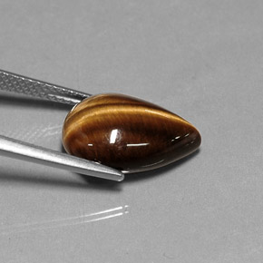 5.27克拉天然棕色Tiger's Eye，梨形，14.1×10.1毫米，不透明