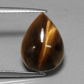 5.23克拉天然棕色Tiger's Eye，梨形，13.9×10.1毫米，不透明