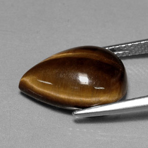 5.23克拉天然棕色Tiger's Eye，梨形，13.9×10.1毫米，不透明