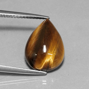 5.18克拉天然棕色Tiger's Eye，梨形，14.1×10.1毫米，不透明