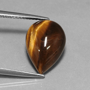 5.02克拉天然棕色Tiger's Eye，梨形，14×10.1毫米，不透明