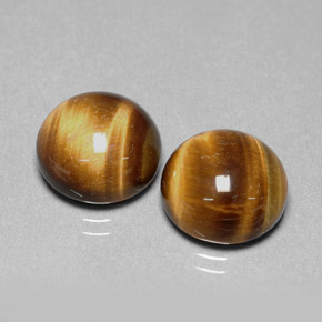 天然棕色Tiger's Eye，圆形切割，12.01毫米，不透明