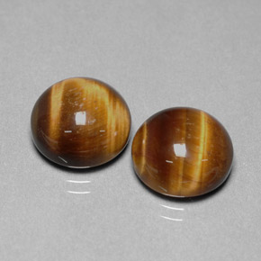 天然棕色Tiger's Eye，圆形切割，12.01毫米，不透明