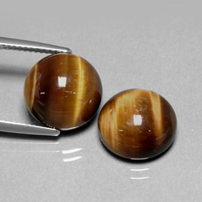 天然棕色Tiger's Eye，圆形切割，12.01毫米，不透明