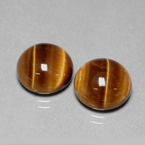 天然棕色Tiger's Eye，圆形切割，12.01毫米，不透明