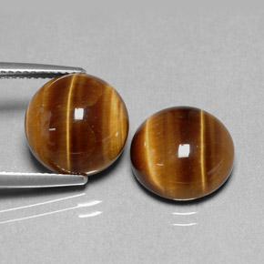 天然棕色Tiger's Eye，圆形切割，12.01毫米，不透明