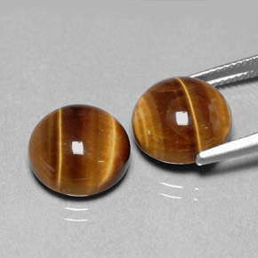 天然棕色Tiger's Eye，圆形切割，12.01毫米，不透明