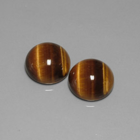 天然棕色Tiger's Eye，圆形切割，11.98毫米，不透明