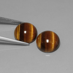 天然棕色Tiger's Eye，圆形切割，11.98毫米，不透明