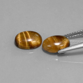 天然棕色Tiger's Eye，椭圆形切割，8.9×6.9毫米，不透明