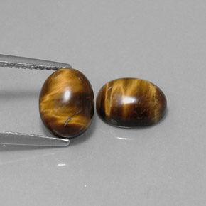天然棕色Tiger's Eye，椭圆形切割，9×7毫米，不透明