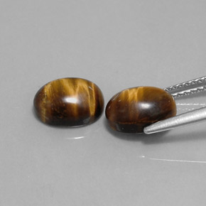 天然棕色Tiger's Eye，椭圆形切割，9×7毫米，不透明