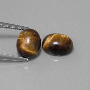 天然棕色Tiger's Eye，椭圆形切割，9×7.1毫米，不透明