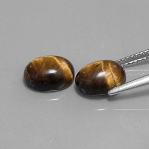 天然棕色Tiger's Eye，椭圆形切割，9×7.1毫米，不透明