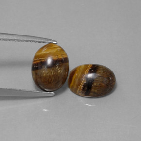 天然棕色Tiger's Eye，椭圆形切割，8.9×7毫米，不透明