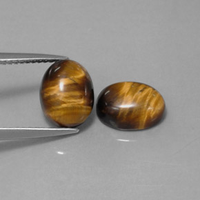 天然棕色Tiger's Eye，椭圆形切割，9×7毫米，不透明
