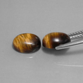 天然棕色Tiger's Eye，椭圆形切割，9×7毫米，不透明