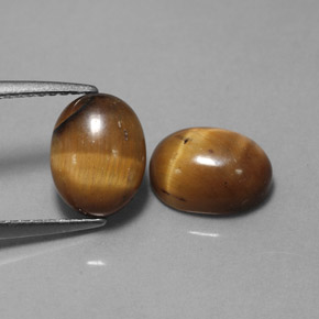 天然棕色Tiger's Eye，椭圆形切割，9×7毫米，不透明