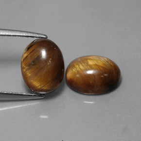 天然棕色Tiger's Eye，椭圆形切割，9×7毫米，不透明