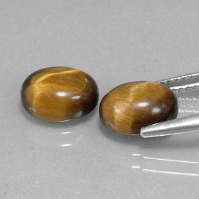 天然棕色Tiger's Eye，椭圆形切割，9×7毫米，不透明