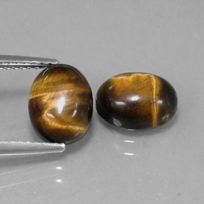 天然棕色Tiger's Eye，椭圆形切割，9.1×7.1毫米，不透明