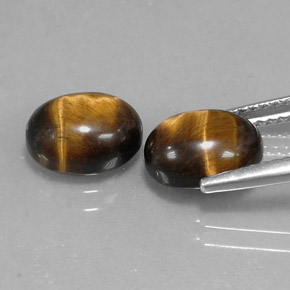 天然棕色Tiger's Eye，椭圆形切割，9.1×7.1毫米，不透明