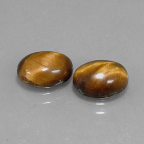 1.59克拉天然棕色Tiger's Eye，椭圆形切割，8.7×6.8毫米，不透明